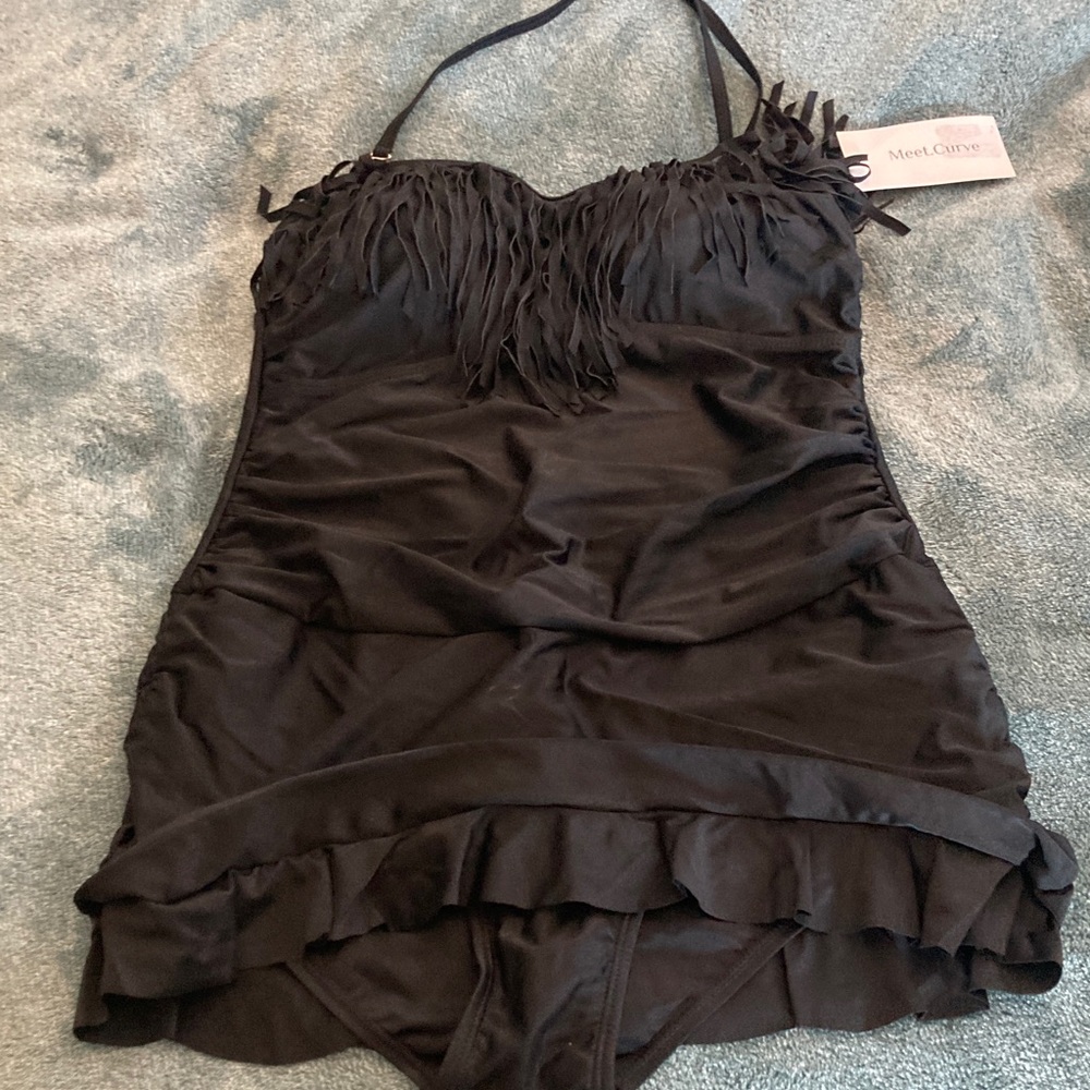 Bathing suit NWT Black with Gorgeous Fringe